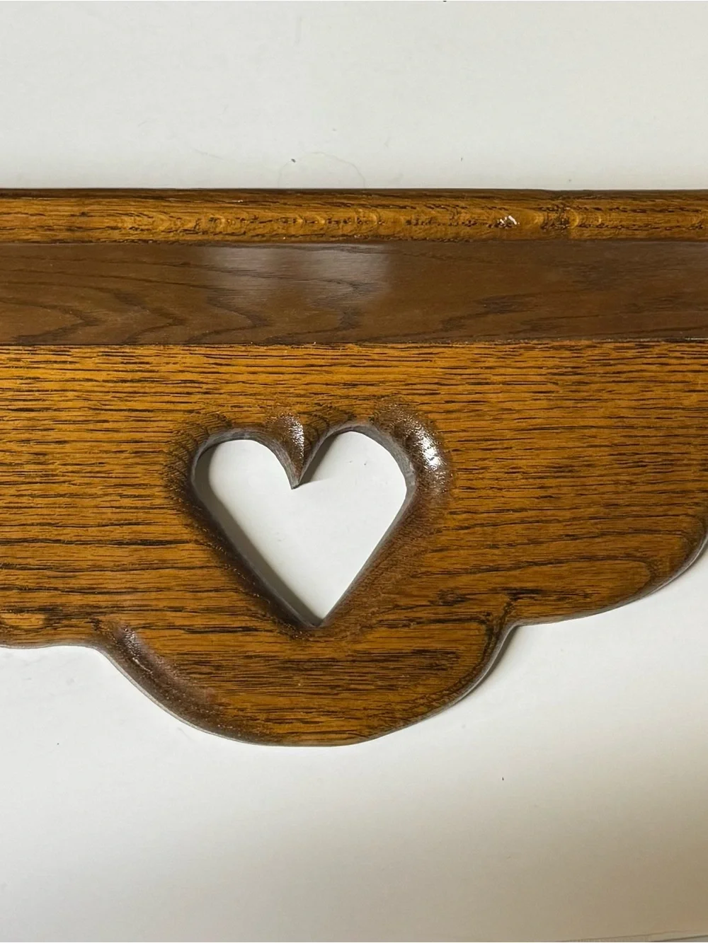Solid Oak Shelf Heart Hanging Knick Knack Shelf 21” long
